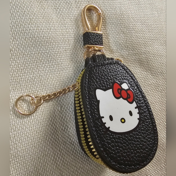 Hello Kitty Black Vegan Leather Coin Pouch NWOT - Picture 5 of 6